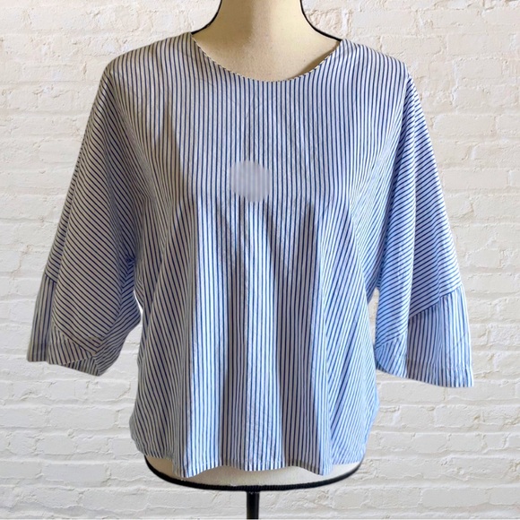 LIPSLIDE STRIPED OVERLAP BACK SASH TIE TOP - Picture 9 of 12